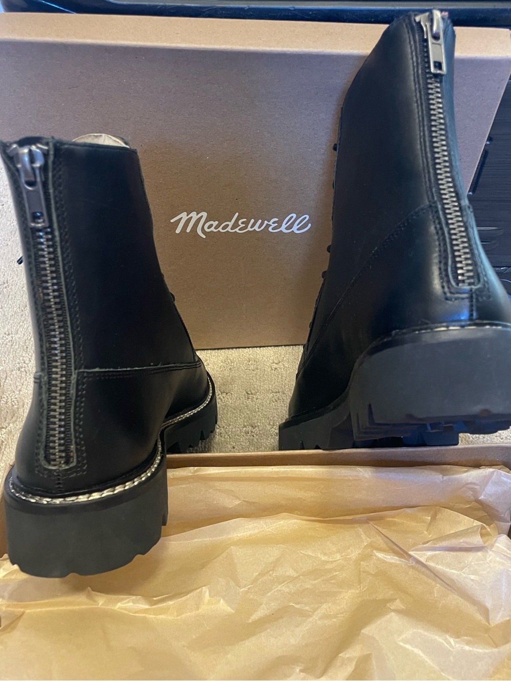 Madewell Black Leather Lace-Up AND zippered Boots NEW in box